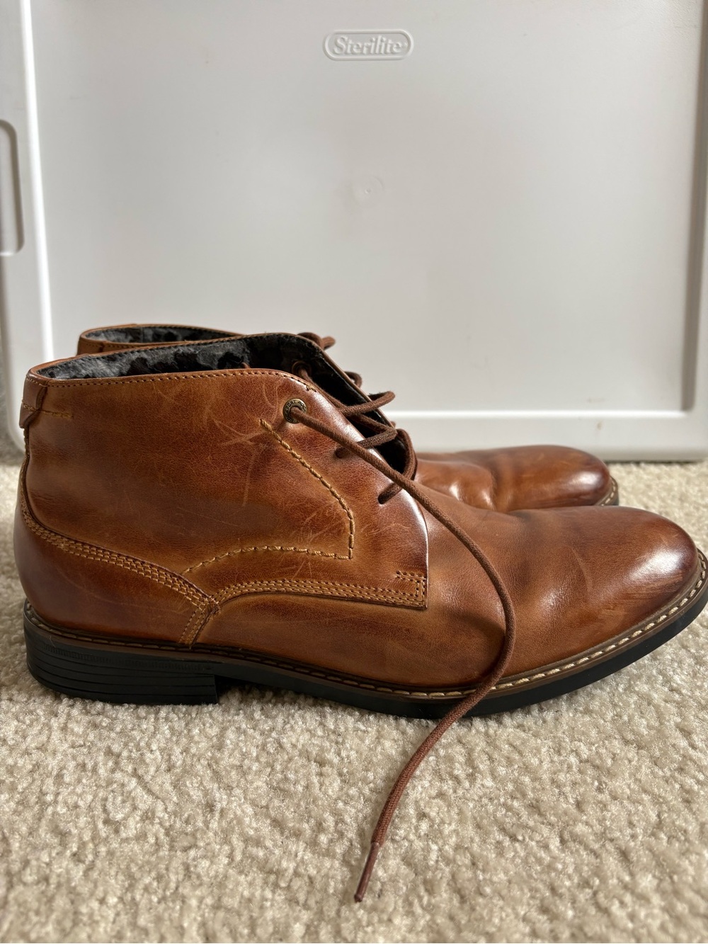 Rockport Men's Cognac Leather Lace-Up Boots